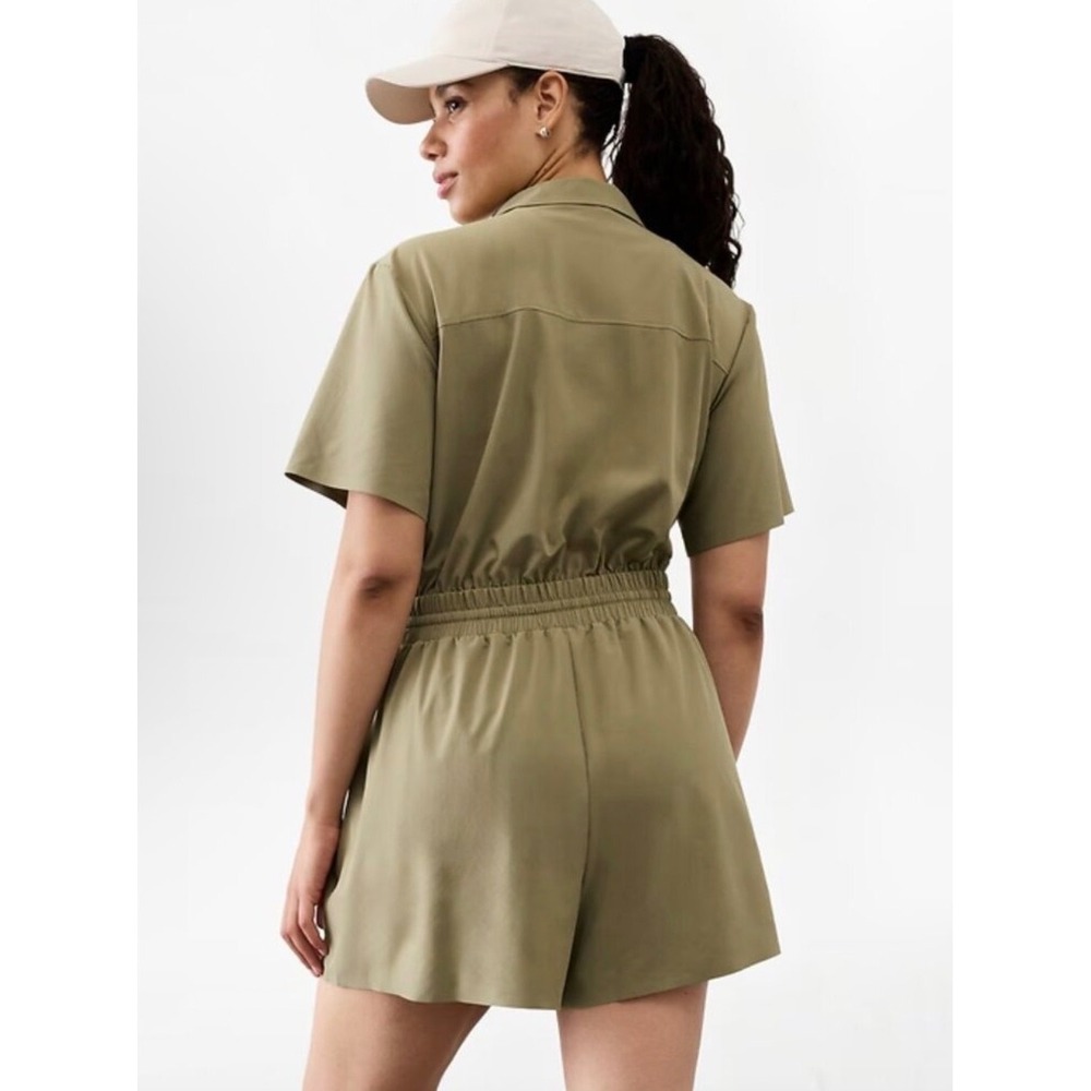 Athleta Avenue Romper Womens Large Olive Branch New NWT - Picture 2 of 8